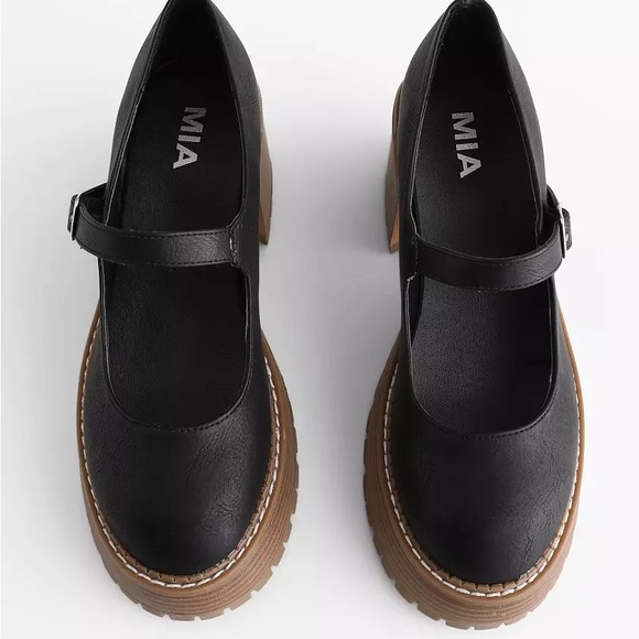 MIA NATANIA LUG SOLE MARY JANE SHOES BLACK NWOT SZ 8.5 - Picture 3 of 16
